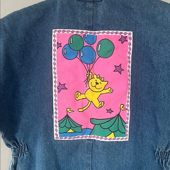 Catton Candy Pink and Blue Kids One Piece Jean With Cats Size 12 Months - Picture 10 of 13
